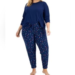 Jenni Plus Size Waffle Set Holiday Lights 3X Christmas Pajamas Lounge